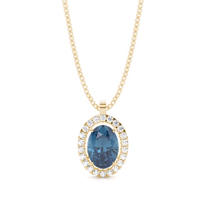 Micro Prong Setting Halo Blue Topaz Pendant