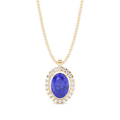 Micro Prong Setting Halo Tanzanite Pendant