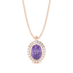 Micro Prong Setting Halo Amethyst Pendant