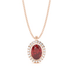 Micro Prong Setting Halo Garnet Pendant