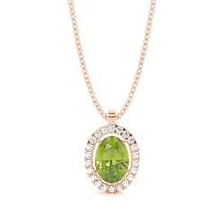 Micro Prong Setting Halo Peridot Pendant