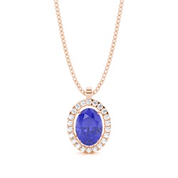 Micro Prong Setting Halo Tanzanite Pendant