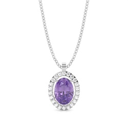 Micro Prong Setting Halo Amethyst Pendant