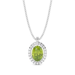 Micro Prong Setting Halo Peridot Pendant