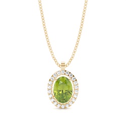 Halo Peridot Anhänger mit Micro Krappenfassung