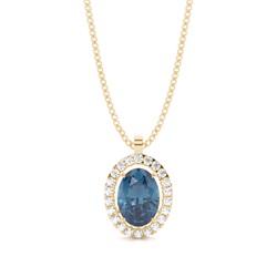 Micro Prong Setting Halo Blue Topaz Pendant