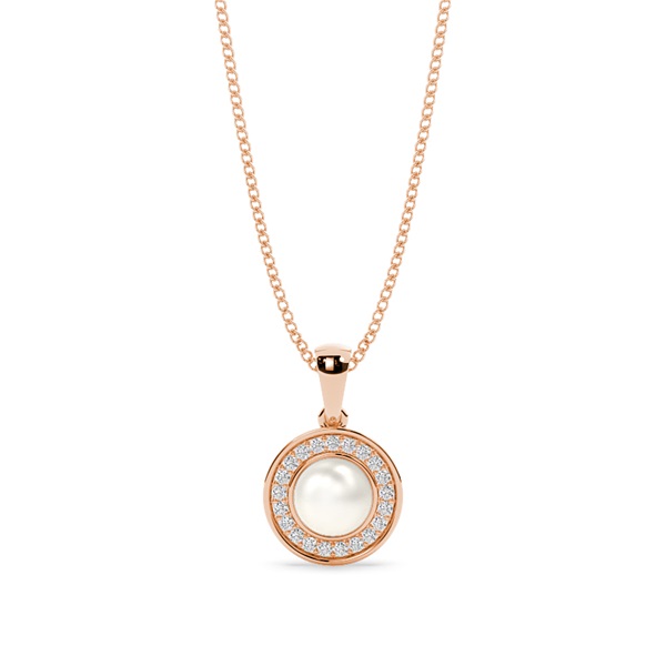Tension Setting Pearl Halo Pendant