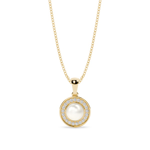 Tension Setting Pearl Halo Pendant