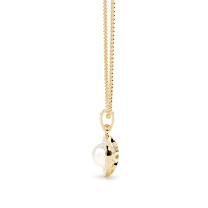 Perlen Anhänger mit Halo in einer Spannfasung