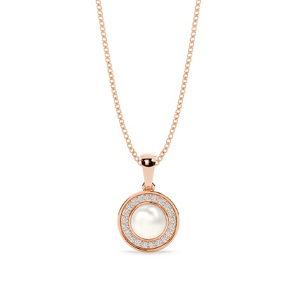 Tension Setting Pearl Halo Pendant