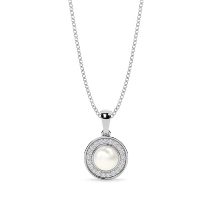 Tension Setting Pearl Halo Pendant