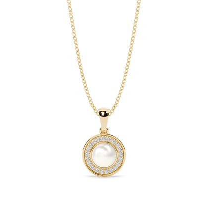 Tension Setting Pearl Halo Pendant