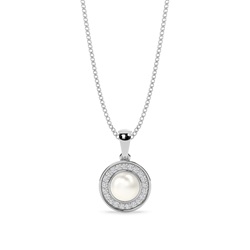 Perlen Anhänger mit Halo in einer Spannfasung