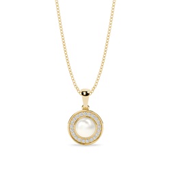 Tension Setting Pearl Halo Pendant