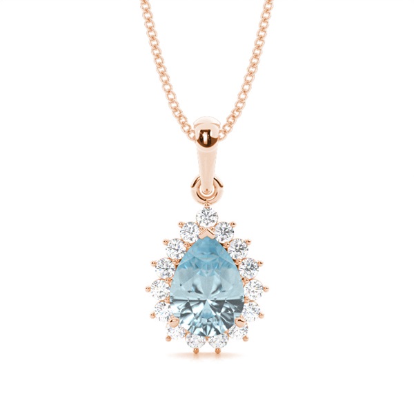 Halo Aquamarine Stud Pendant