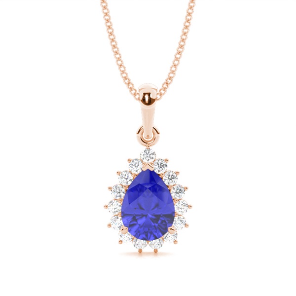 Halo Tanzanite Stud Pendant