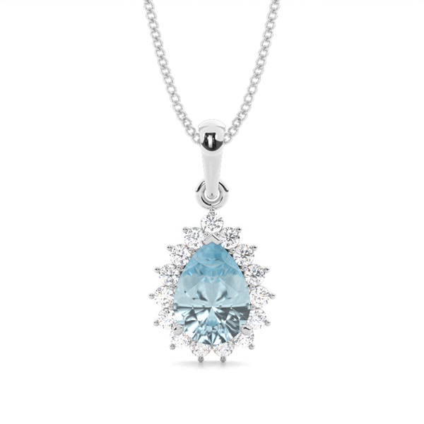 Halo Aquamarine Stud Pendant