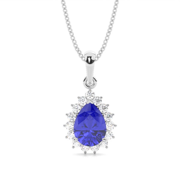 Halo Tanzanite Stud Pendant