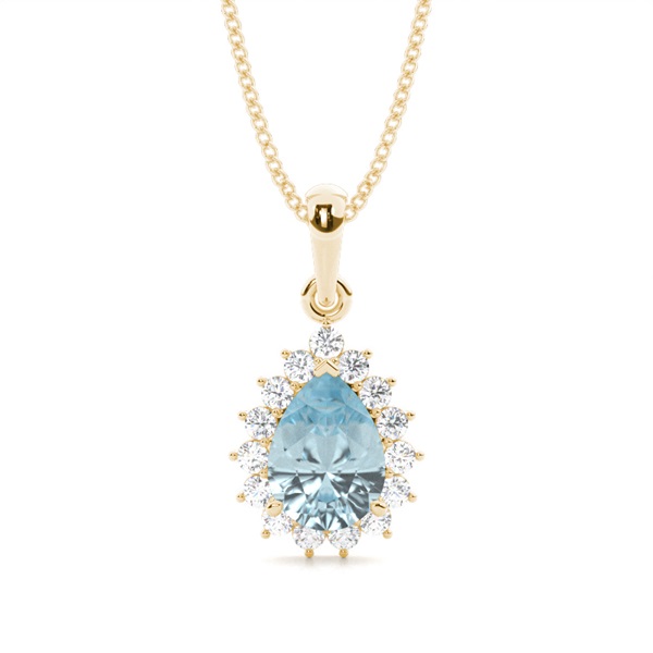 Halo Aquamarine Stud Pendant