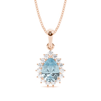 Halo Aquamarine Stud Pendant