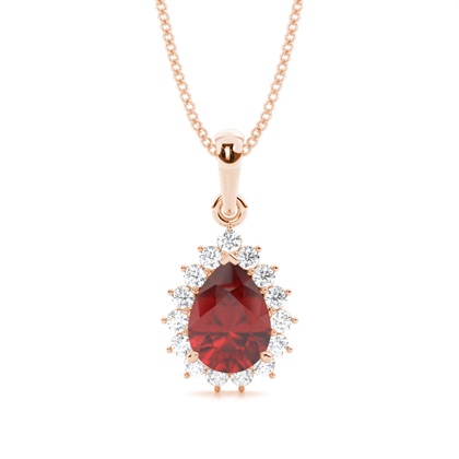 Halo Garnet Stud Pendant