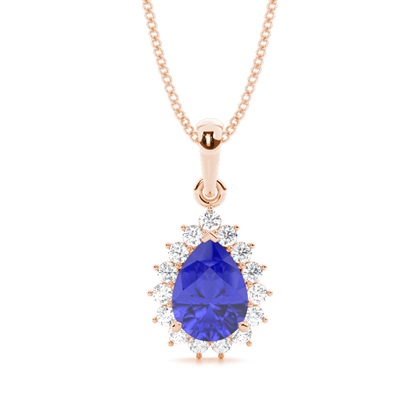 Halo Tanzanite Stud Pendant