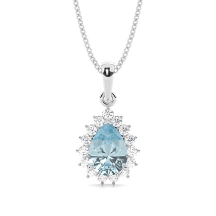 Halo Aquamarine Stud Pendant