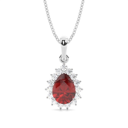 Halo Garnet Stud Pendant