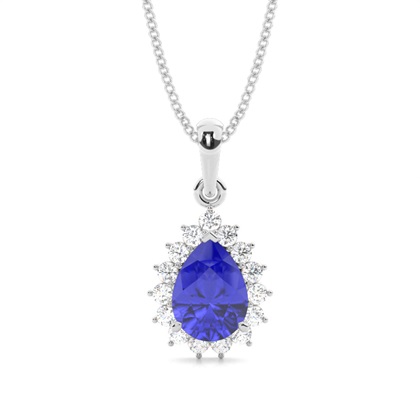 Halo Tanzanite Stud Pendant