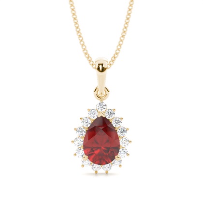 Halo Garnet Stud Pendant