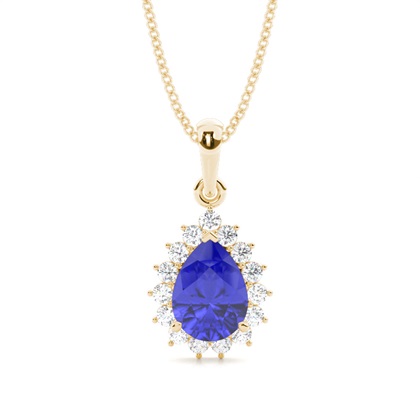 Halo Tanzanite Stud Pendant