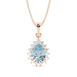 Halo Aquamarine Stud Pendant