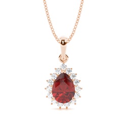 Halo Garnet Stud Pendant