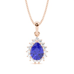Halo Tanzanite Stud Pendant