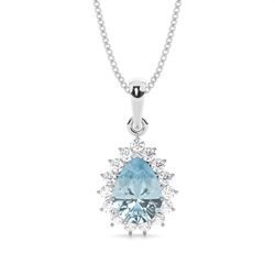 Halo Aquamarine Stud Pendant