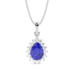Halo Tanzanite Stud Pendant