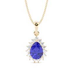 Halo Tanzanite Stud Pendant