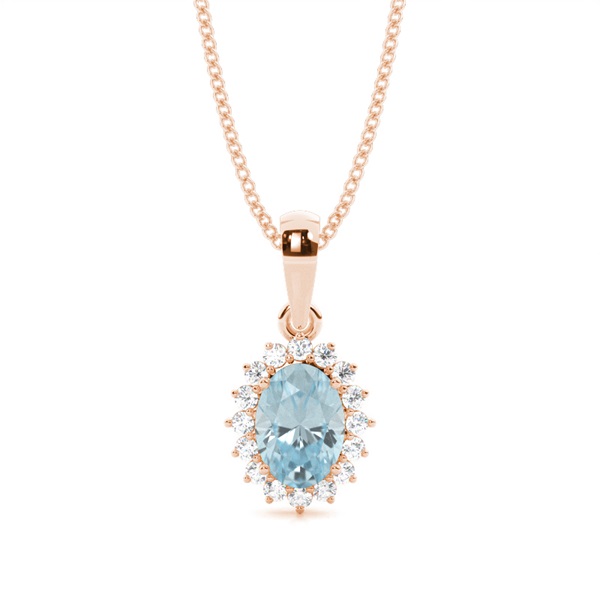 Prong Setting Halo Aquamarine Pendant