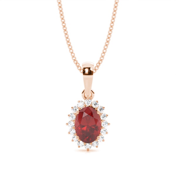 Prong Setting Halo Garnet Pendant