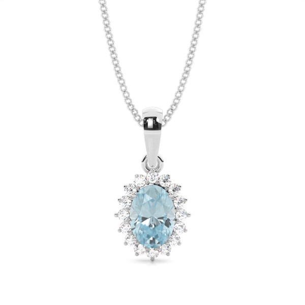 Prong Setting Halo Aquamarine Pendant
