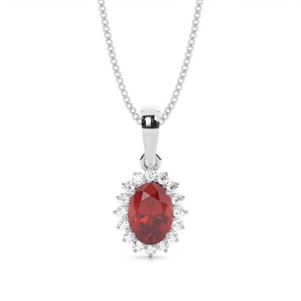 Prong Setting Halo Garnet Pendant