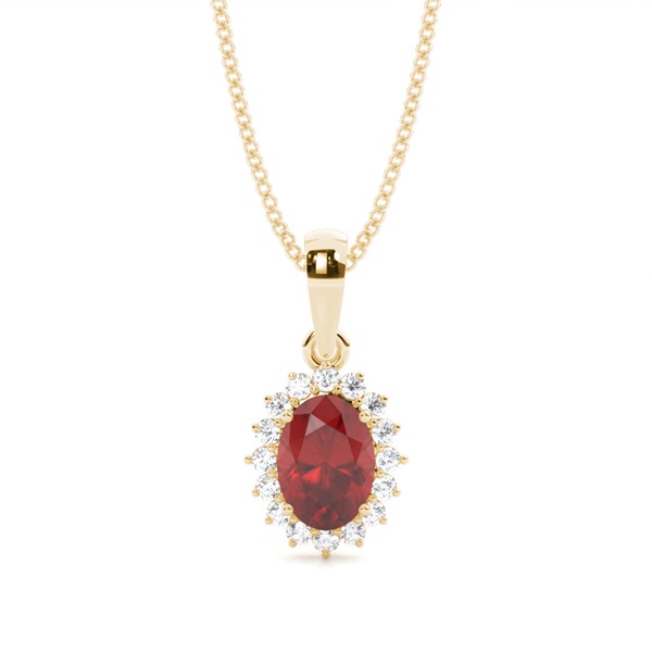 Prong Setting Halo Garnet Pendant