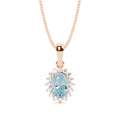 Prong Setting Halo Aquamarine Pendant