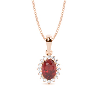 Prong Setting Halo Garnet Pendant
