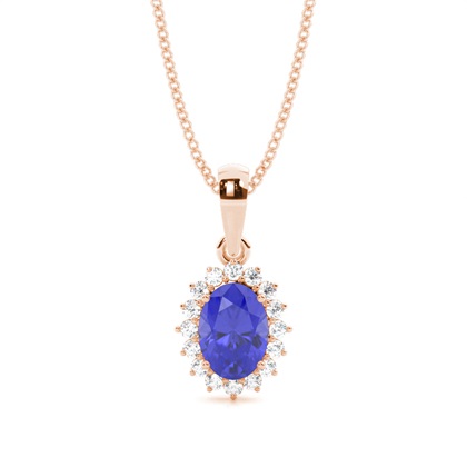 Prong Setting Halo Tanzanite Pendant