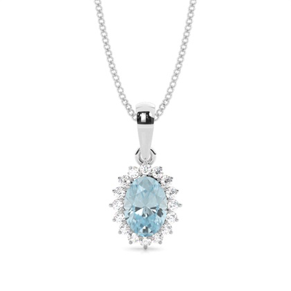 Prong Setting Halo Aquamarine Pendant