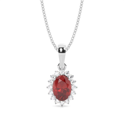Prong Setting Halo Garnet Pendant