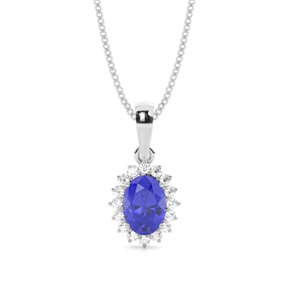 Prong Setting Halo Tanzanite Pendant