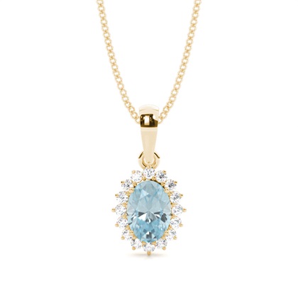 Prong Setting Halo Aquamarine Pendant