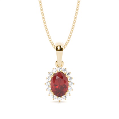 Prong Setting Halo Garnet Pendant